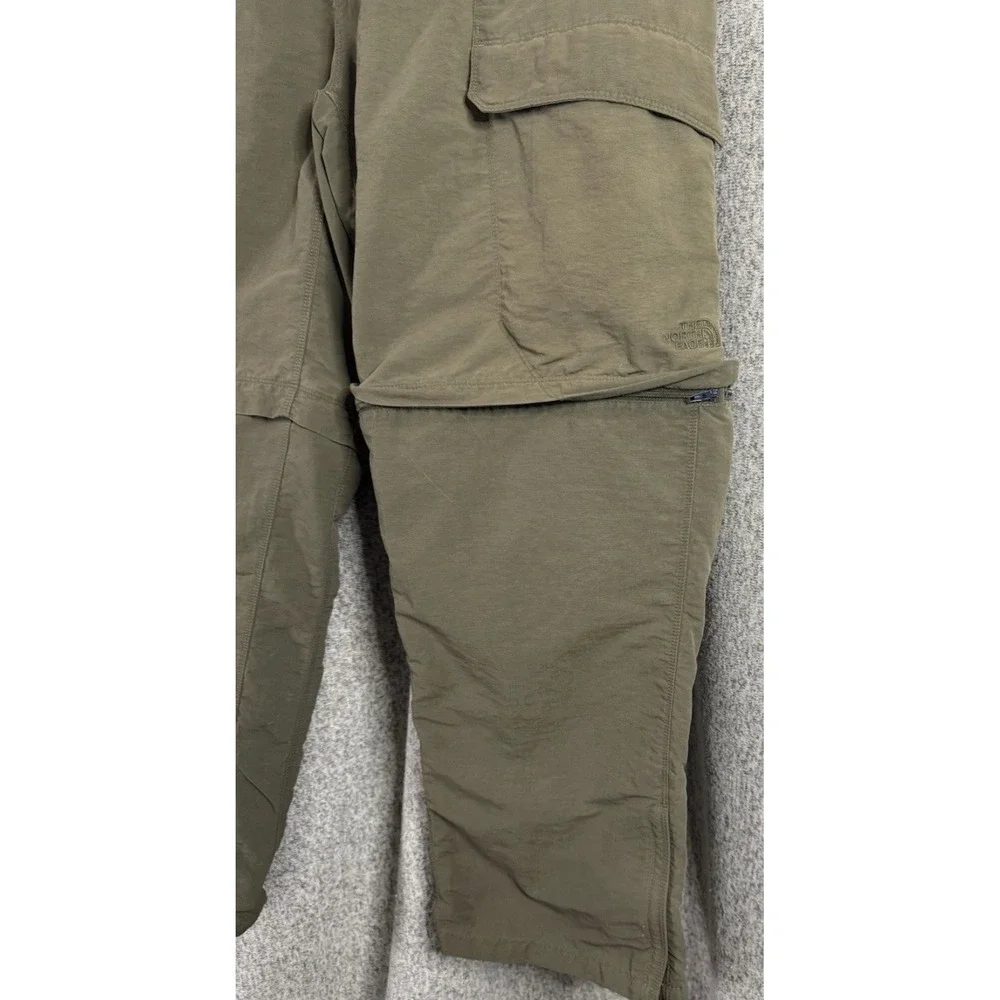 The North Face Mens Convertible Hiking Pants Green Sz 36 Zip Off Shorts